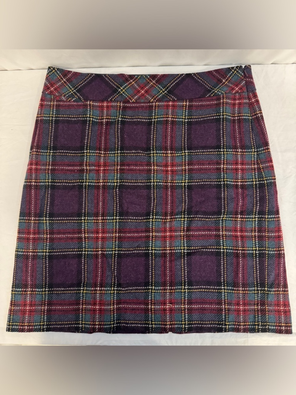CLASSIC L.L.Bean Purple Plaid Wool Mini Skirt – Size 14 REG